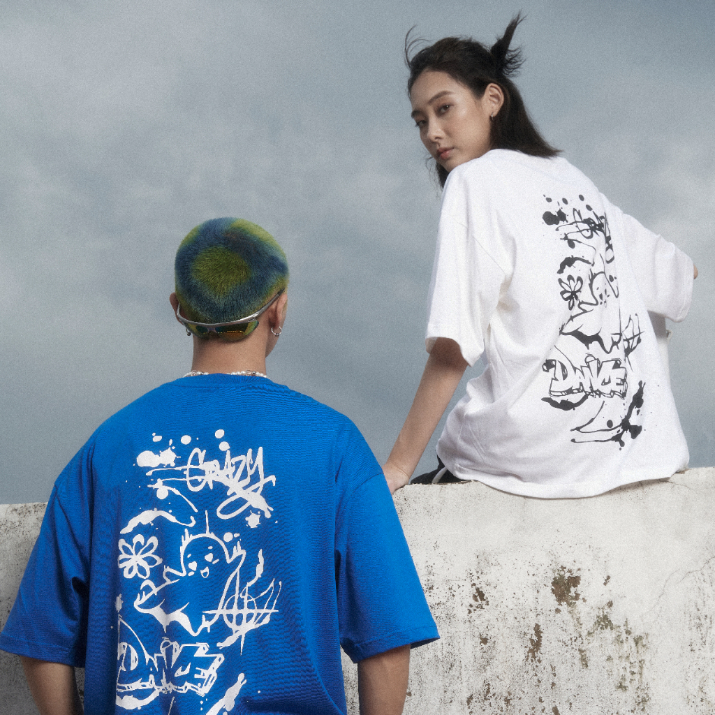 Áo Thun Unisex Ghost street Line Tee/Xanh 100% Cotton Local Brand Chính Hãng