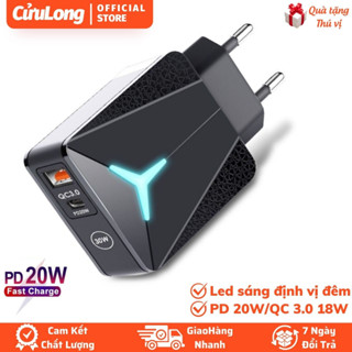 Củ Sạc Nhanh 20W PD 18W USB Quick Charge 3.0 có đèn Led phát sáng cục sạc ip cốc sạc chống cháy
