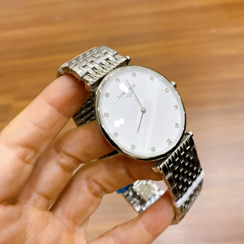 Đồng Hồ Nam Login JAPAN WATCH Dây Thép Không Gỉ Kiểu Dáng Mặt Tròn Mỏng Chống Xước Đơn Giản Bạc