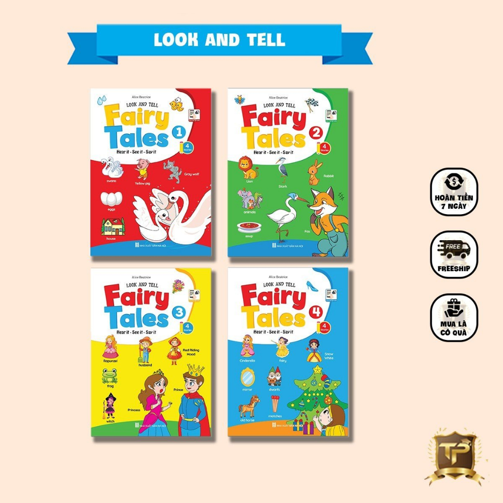 Sách - Bộ Truyện Tranh Tư Duy Hình Ảnh Tiếng Anh - Look and Tell Fairy Tales (4 cuốn)