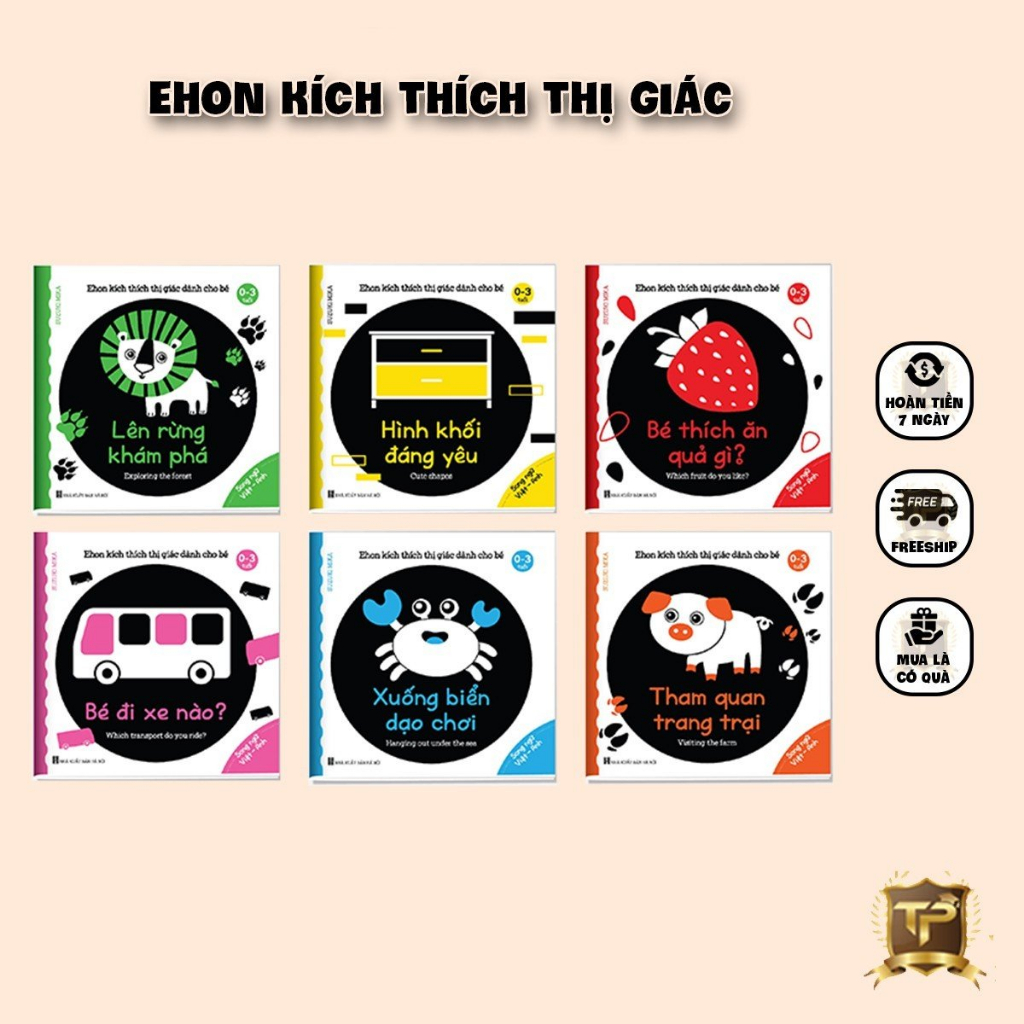 Sách - Ehon Kích Thích Thị Giác Cho Bé Từ 0-3 Tuổi - Song Ngữ Việt Anh (Bộ 6 Cuốn)