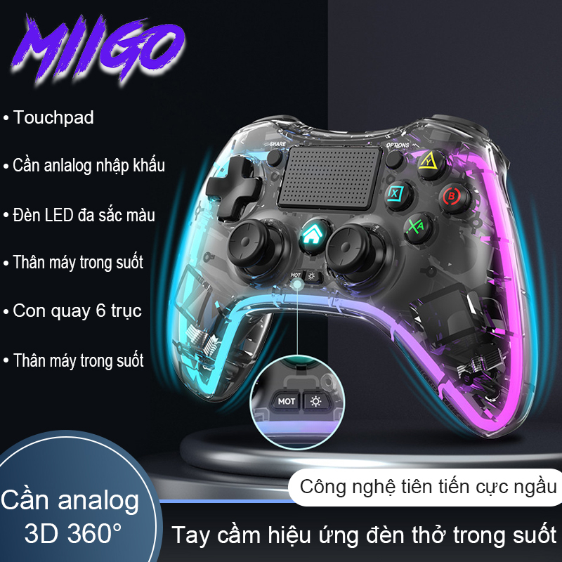 Tay cầm chơi game bluetooth không dây trong suốt đa sắc màu switch đánh thức rung liên tục tay cầm Switch pro