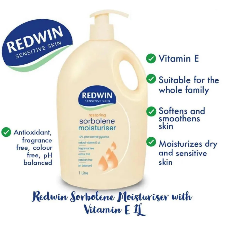 Sữa dưỡng thể REDWIN Sensitive Skin Vitamin E dưỡng ẩm và làm sáng da cho mặt và toàn thân