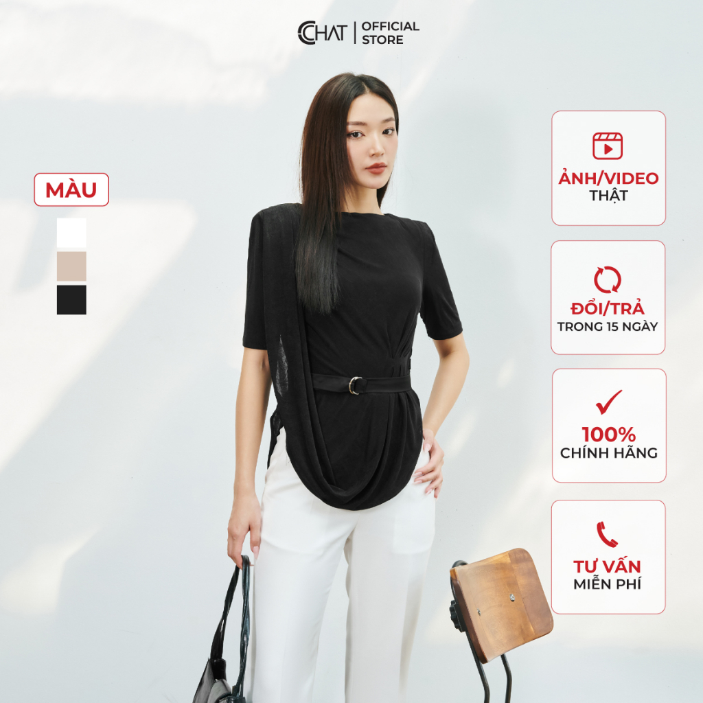 Áo Thun 𝐂𝐂𝐇𝐀𝐓 Kiểu Vai Ngang Rủ Vai Chất Thun Cao Cấp 53TNC2037ST