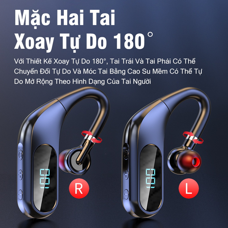 Tai Nghe Đơn Bluetooth Không Dây Kinh Doanh Một Bên Tai Có Micro Thiết Kế Thể Thao Năng Động Tai Nghe Thể Thao