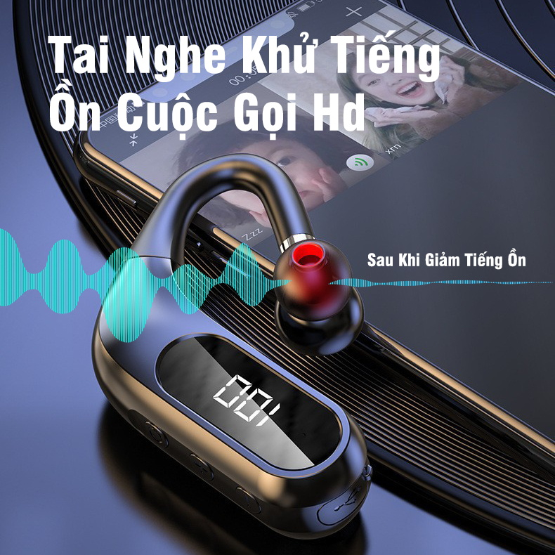 Tai Nghe Đơn Bluetooth Không Dây Kinh Doanh Một Bên Tai Có Micro Thiết Kế Thể Thao Năng Động Tai Nghe Thể Thao