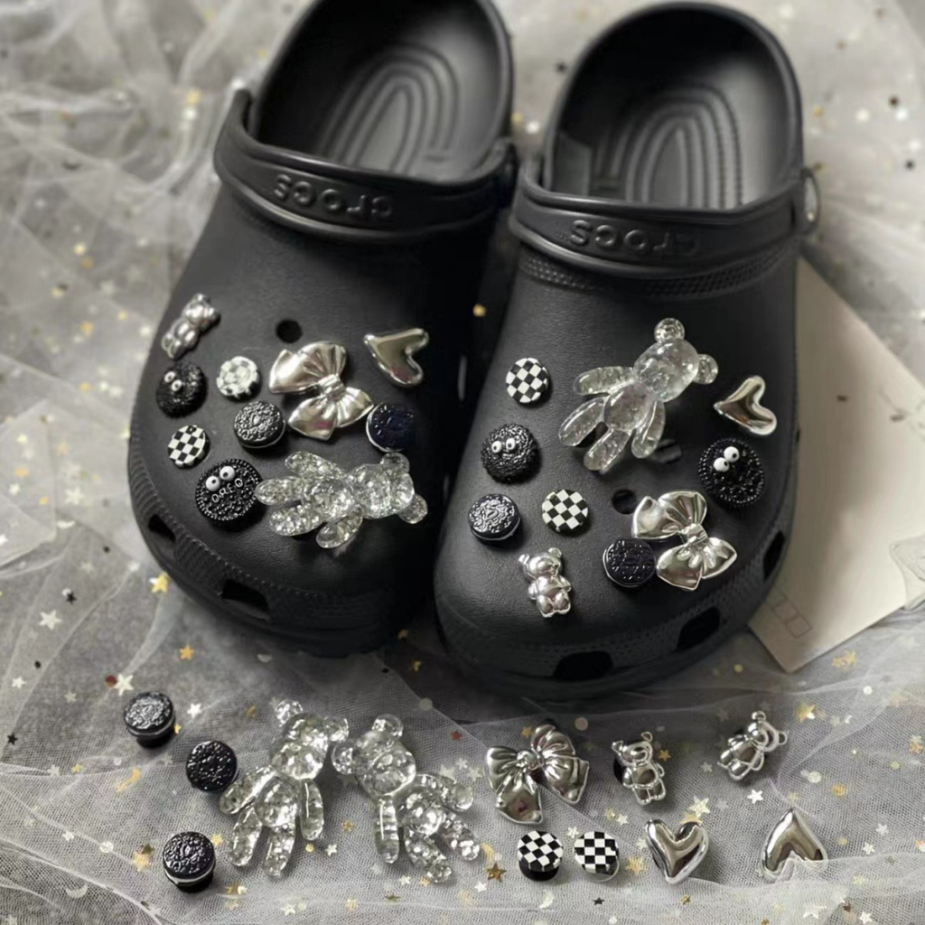 Charm  slime/ Dụng Cụ Charm Trang Trí  Hình Gấu & Trái Tim Màu Ánh Kim