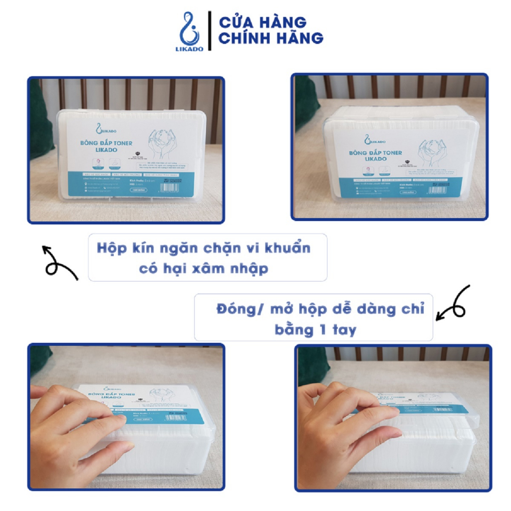 Bông đắp toner lotion mask Likado 1000 miếng cotton mềm