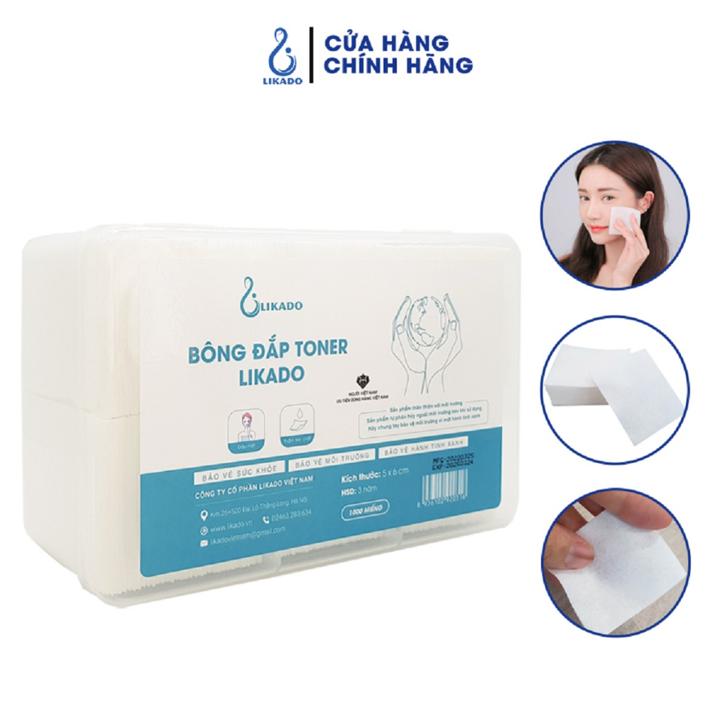 Bông đắp toner lotion mask Likado 1000 miếng cotton mềm
