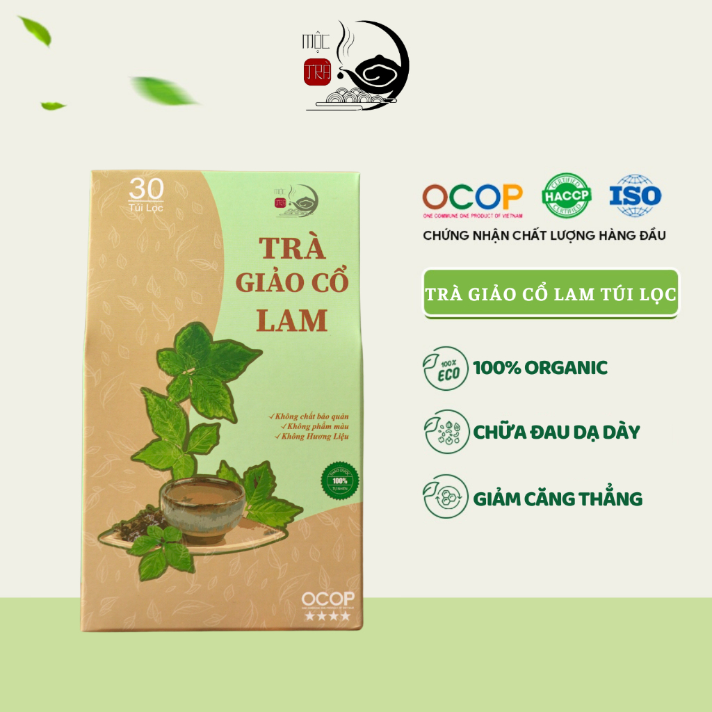 Trà Giảo Cổ Lam Túi Lọc  ổn định huyết áp, giảm mỡ máu, ngăn xơ vữa mạch máu, hỗ trợ bình ổn huyết áp - MỘC TRÀ 98