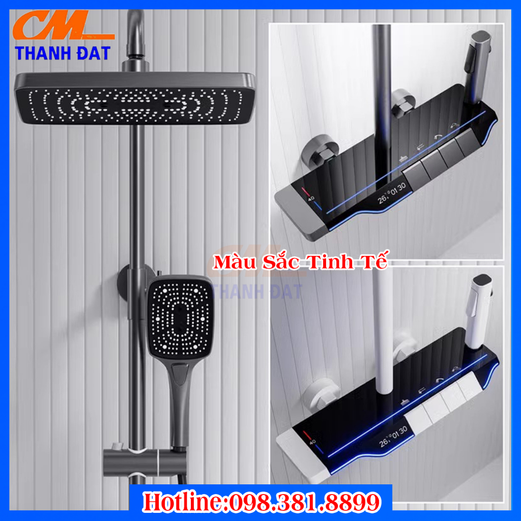 Sen Cây Tắm Đứng Phím Đàn Củ Đồng 59A Nặng 2,8kg Hiển Thị Nhiệt Độ Mạ Titan,Mặt Kính Cường Lực Led Viền