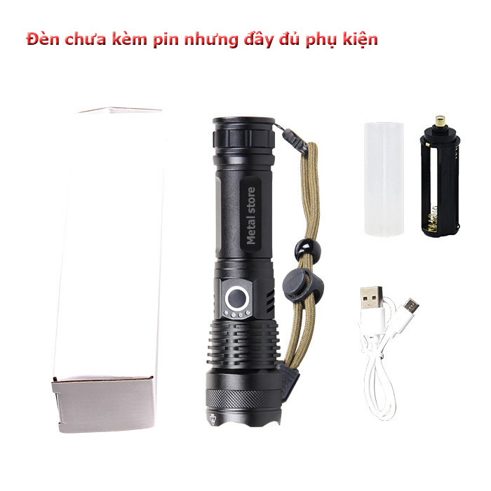 Đèn pin rp6000 siêu sáng XHP50 METAL STORE đèn pin mini