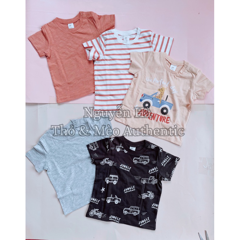 Set 5 áo cotton thun ngắn tay bé trai 6-9m 9-12m 12-18m 18-24m 2-3y 3-4y
