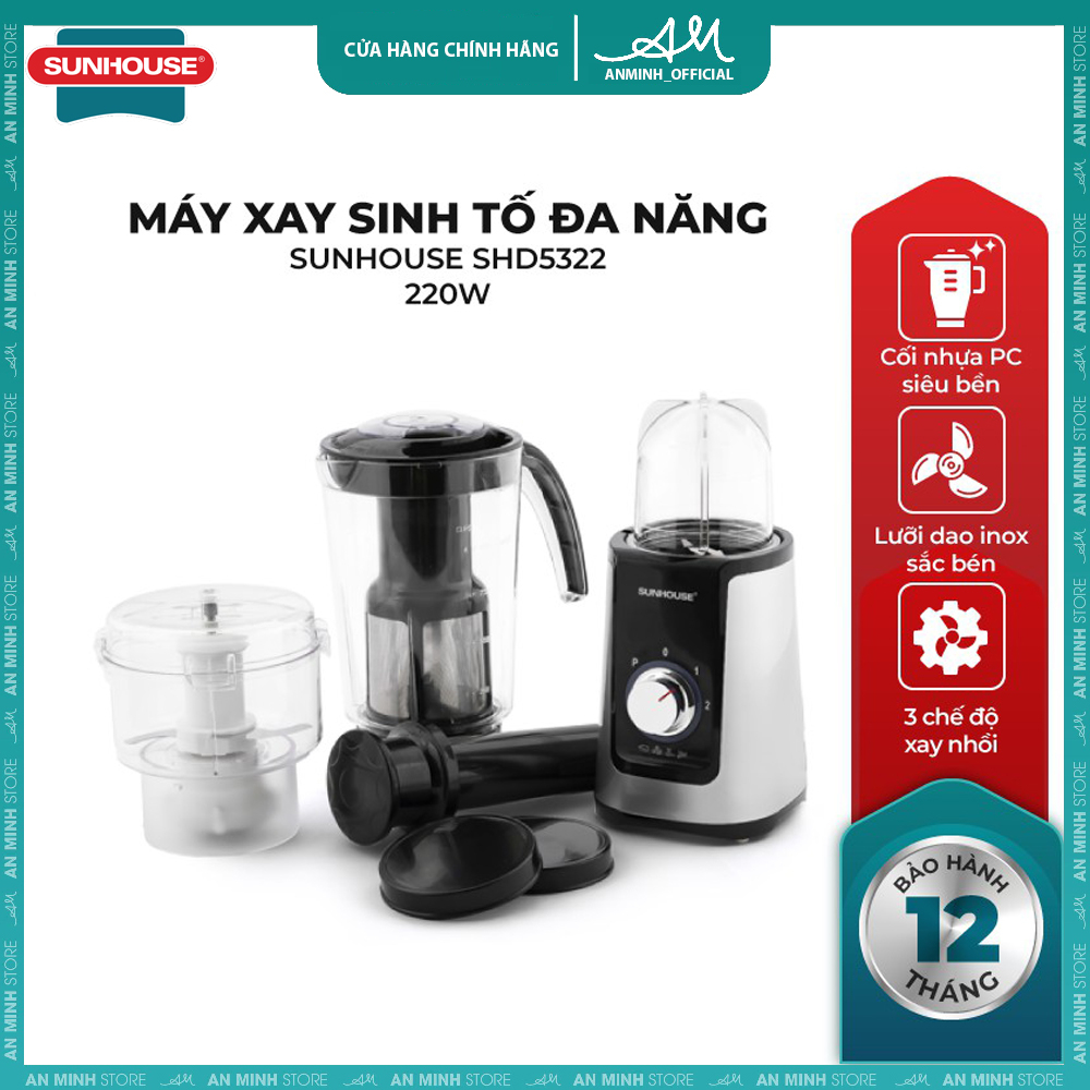 Máy Xay Sinh Tố Đa Năng SUNHOUSE SHD5322 - Bảo hành chính hãng 12 tháng