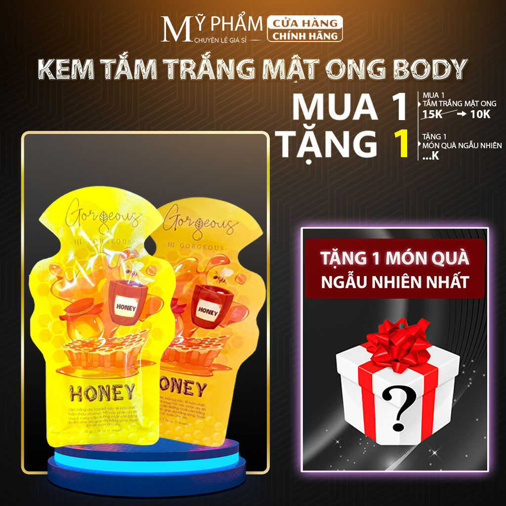 Kem tắm trắng mật ong Múi Xù GORGEOUS dưỡng trắng da, set tắm trắng dưỡng ẩm da body cấp ẩm cho da 1 gói 50gr