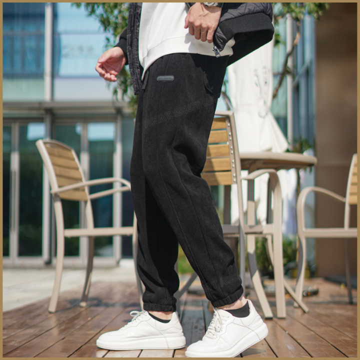 Quần Dài Thể Thao Nam Nỉ Tăm Bo Chun Hách Dáng, Unisex Form Rộng Nam Nữ Thông Thường Mặc Đi Chơi Dạo Phố Cùng Người Yêu