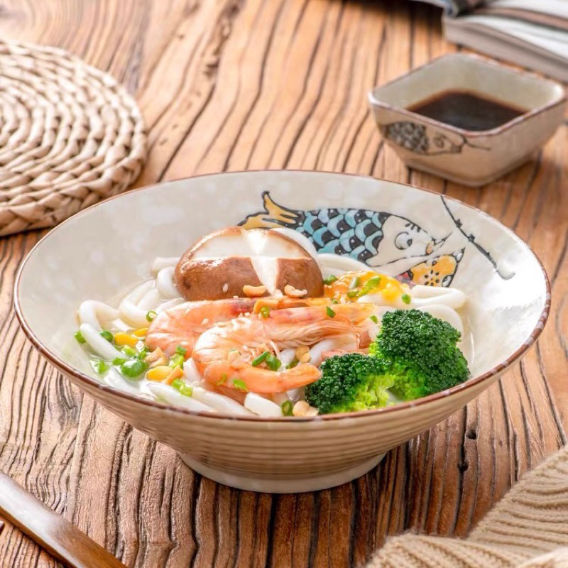 Bộ bát đĩa hình cá Nhật Bản, bộ bát đĩa cá xanh đỏ