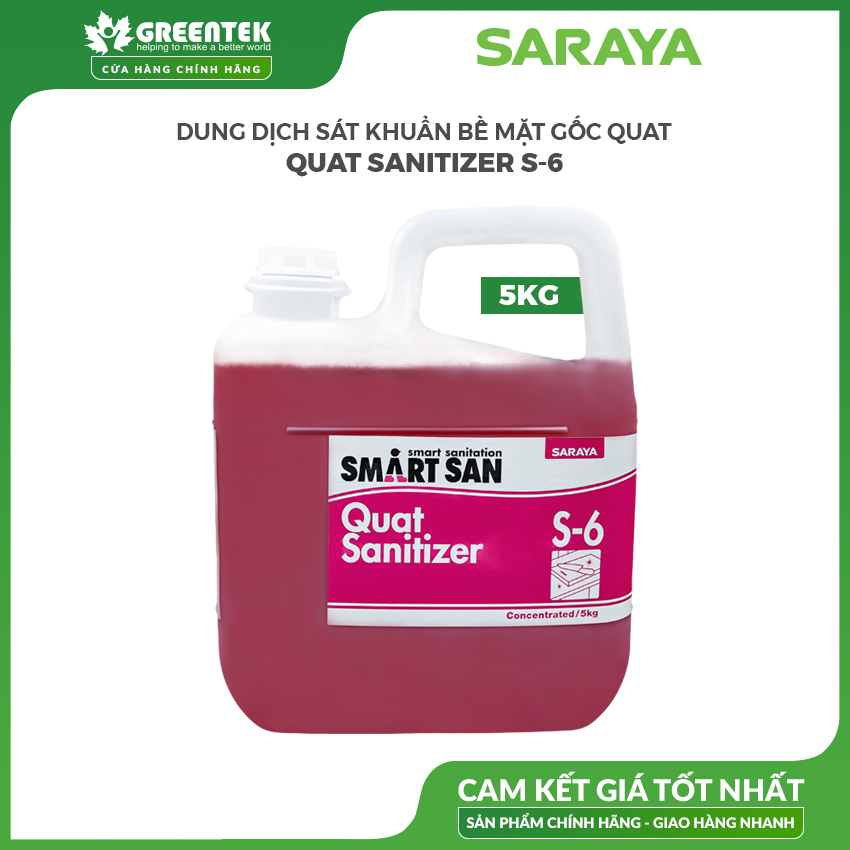 Dung dịch sát khuẩn bề mặt gốc QUAT Saraya Sanitizer S-6 - Can 5 kg