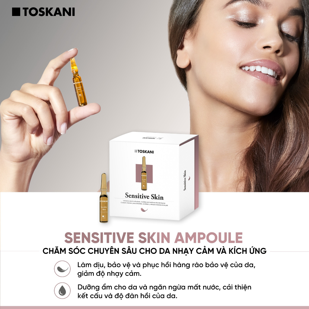 Toskani Sensitive Skin Ampoule - Huyết Thanh Cô Đặc Phục Hồi Da Nhạy Cảm, Mẫn Đỏ, Kích Ứng