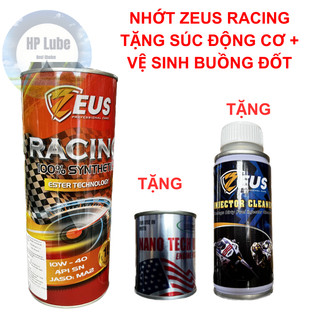 Nhớt Zeus Racing 10w40 Ester Tặng Súc Động Cơ + Vệ Sinh Buồng Đốt, Zeus Racing Full Tổng Hợp Cho Xe Số, Côn Tay, PKL