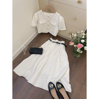 Set áo croptop kèm chân váy midi