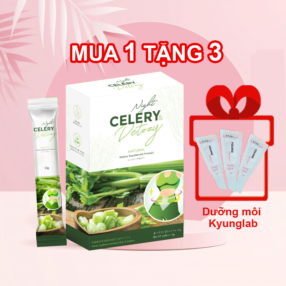 Thạch cần tây giảm cân Celery Detox Jelly Bibico Nhật Bản hộp 20 gói Zuka Beauty giúp thanh nhiệt làm đẹp da