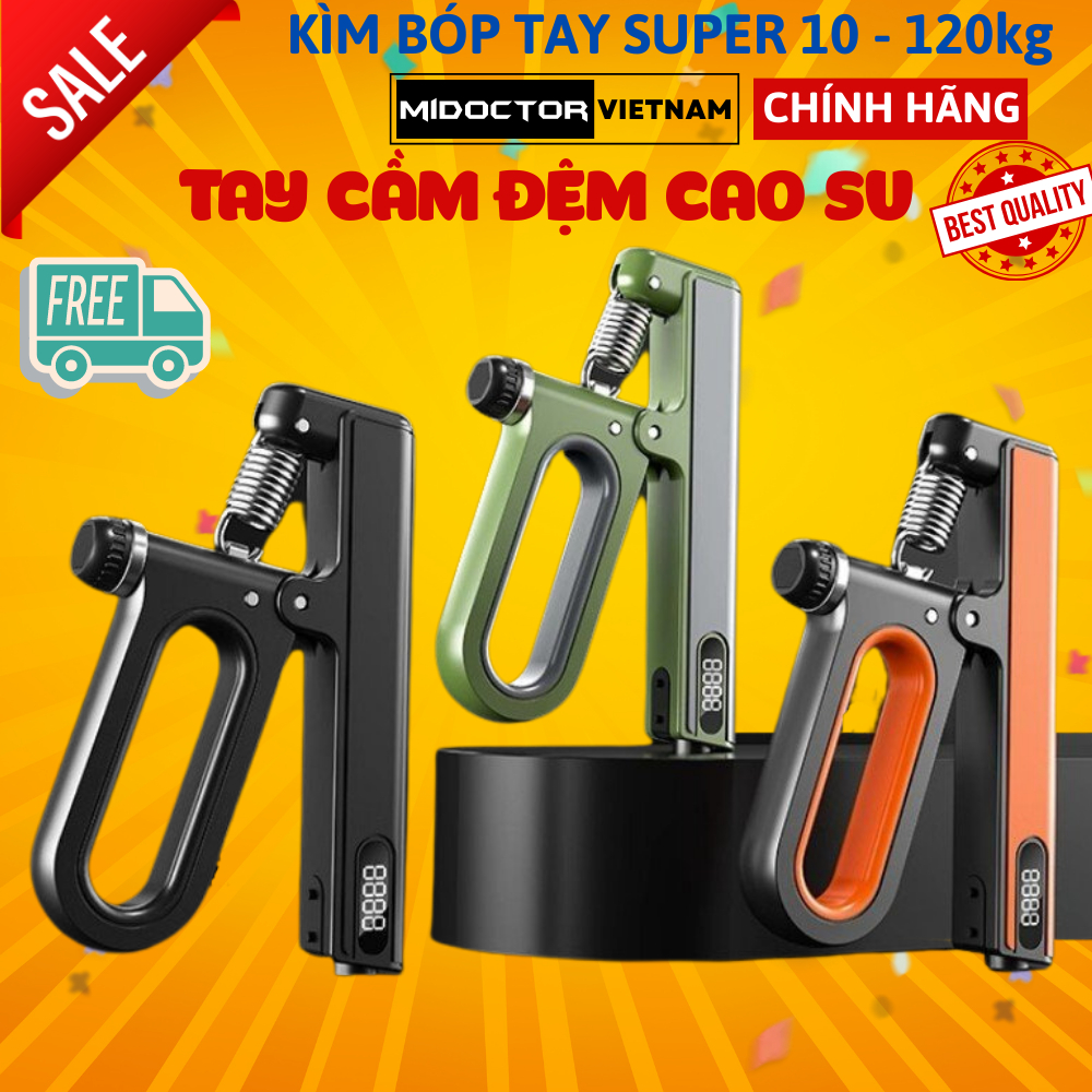 Kìm Bóp Tay - Kìm Tập Lực Cơ Tay Chữ R Dụng Cụ Tập Gym Tại Nhà Lực Từ 60kg 100kg 120kg Đếm Số Tự Động Hãng miDoctor