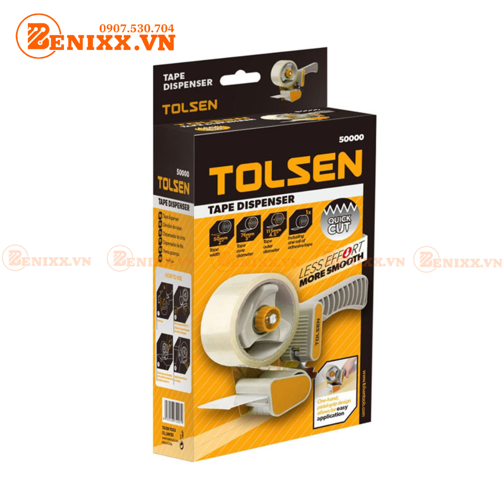 Dụng cụ Kéo dán cắt băng keo thông minh TOLSEN 50000 đóng đơn dán kiện thùng carton, giấy hàng in đơn thương mai điện tử