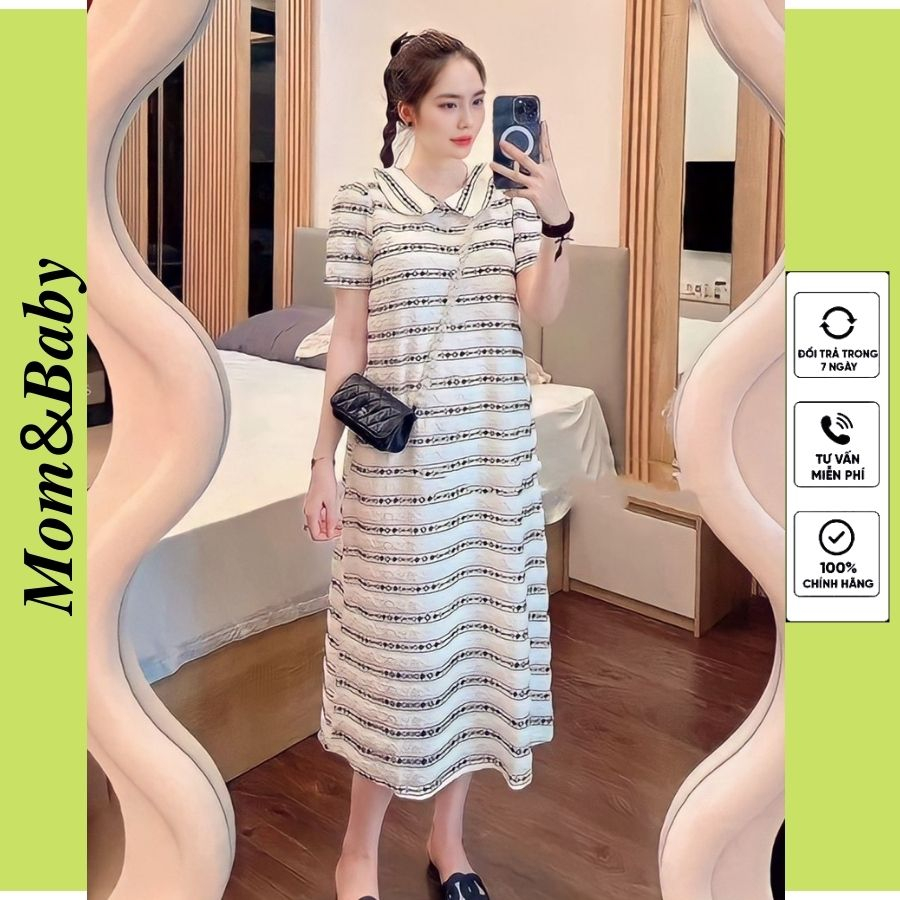 Đầm Bầu Váy Bầu Cổ Sơ Mi Thời Trang Thiết Kế Công Sở Xinh Xắn M808 Mom and baby