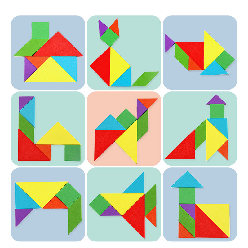 Bộ trò chơi gỗ Tangram và T puzzle 2 in 1
