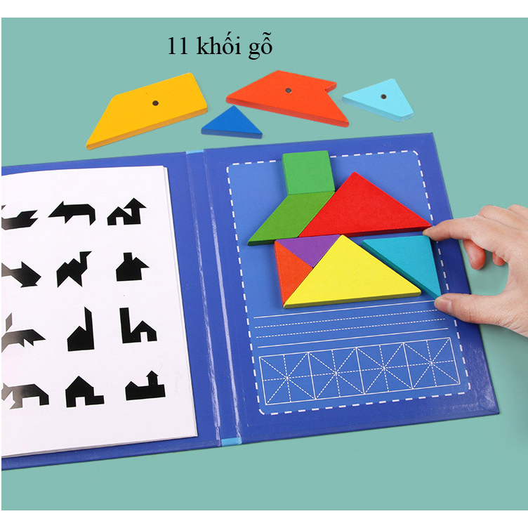 Bộ trò chơi gỗ Tangram và T puzzle 2 in 1