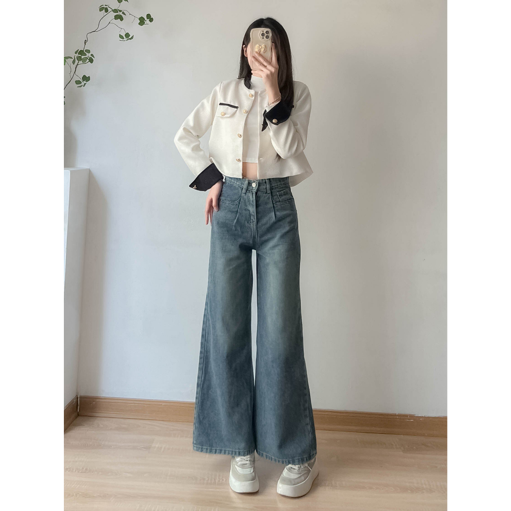 Quần jean nữ ống suông loe - Retrostyle-Jeansuongloe9525_P8