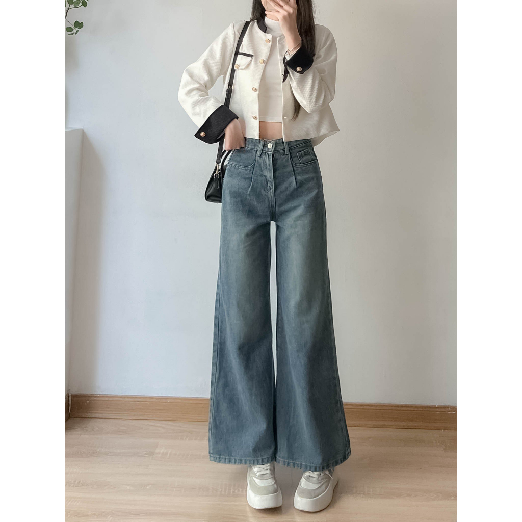 Quần jean nữ ống suông loe - Retrostyle-Jeansuongloe9525_P8