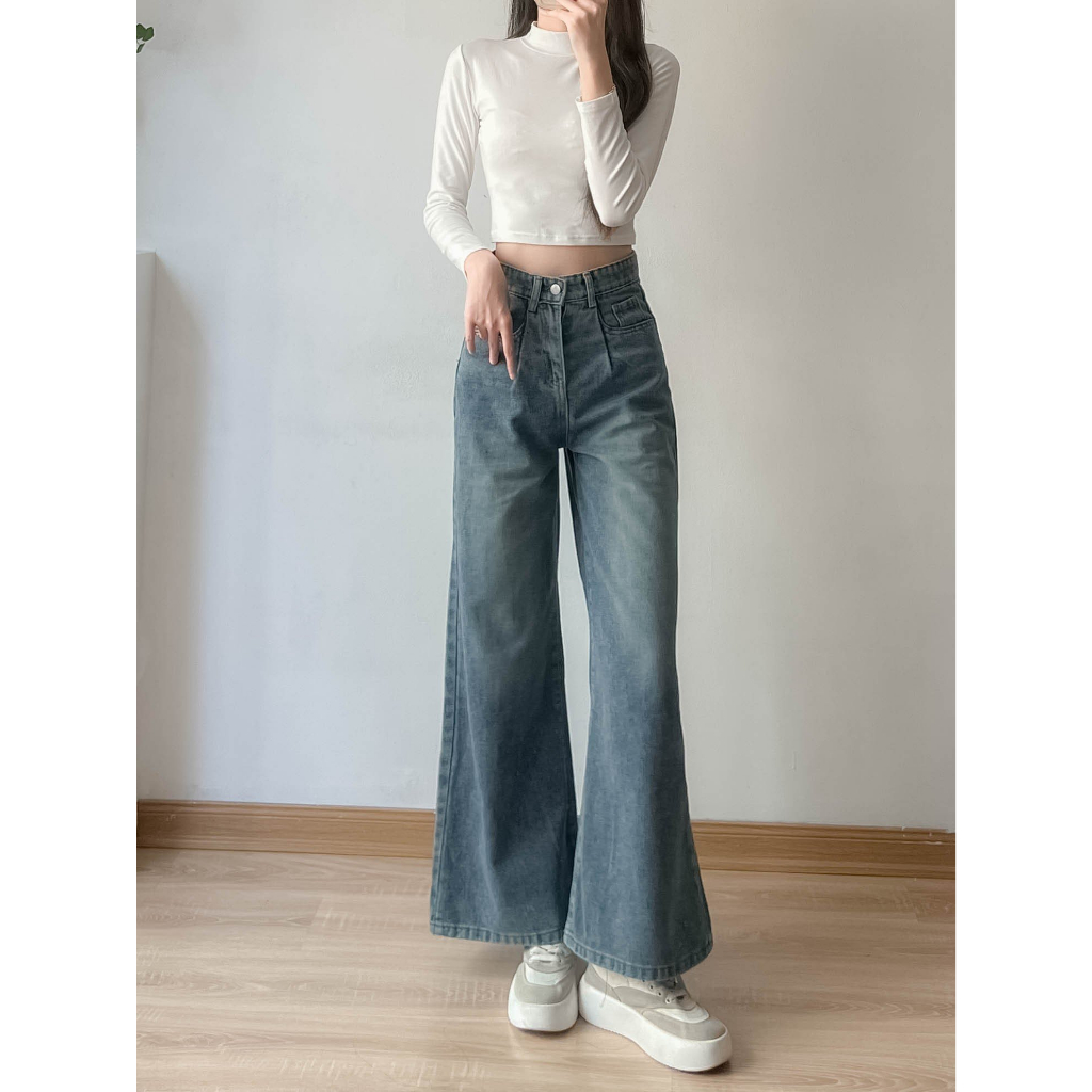Quần jean nữ ống suông loe - Retrostyle-Jeansuongloe9525_P8