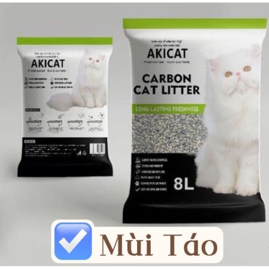 [Hỏa Tốc] 6 túi _ Cát vệ sinh đất sét mix than hoạt tính AKICAT 8L cho mèo - Khử mùi/ Vón cục tốt/ Hút ẩm - Phú Nhuận