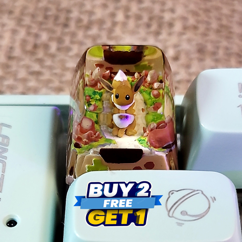 Eevee pokemon keycaps , nút bàn phím cơ pokemon , pokemon keycaps ,keycap resin