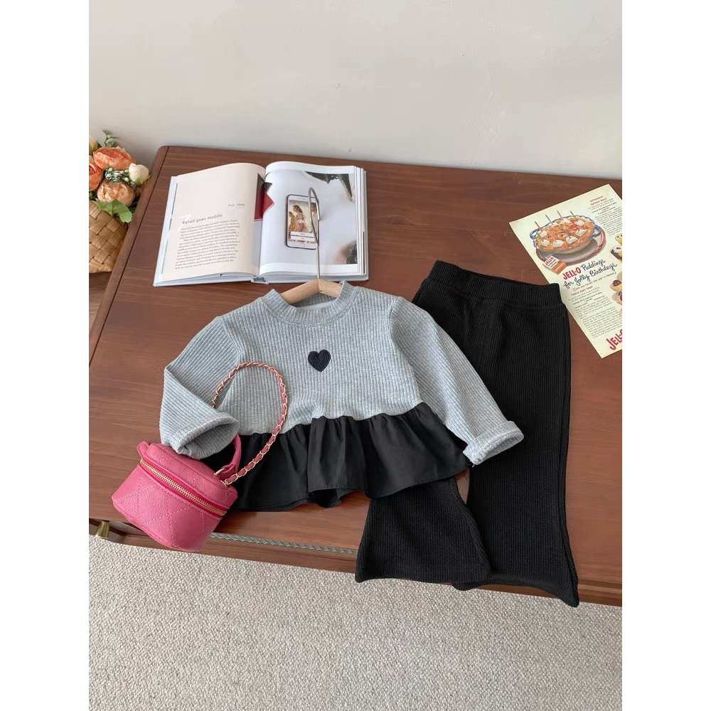 Bộ đồ bé gái dai tay dáng bèo quần loe cho bé từ 8-20kg