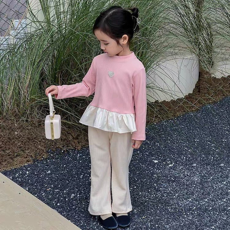 Bộ đồ bé gái dai tay dáng bèo quần loe cho bé từ 8-20kg