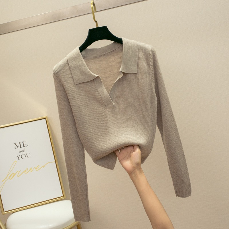 Áo len dài tay thiết kế cổ bẻ sang chảnh ALW2154