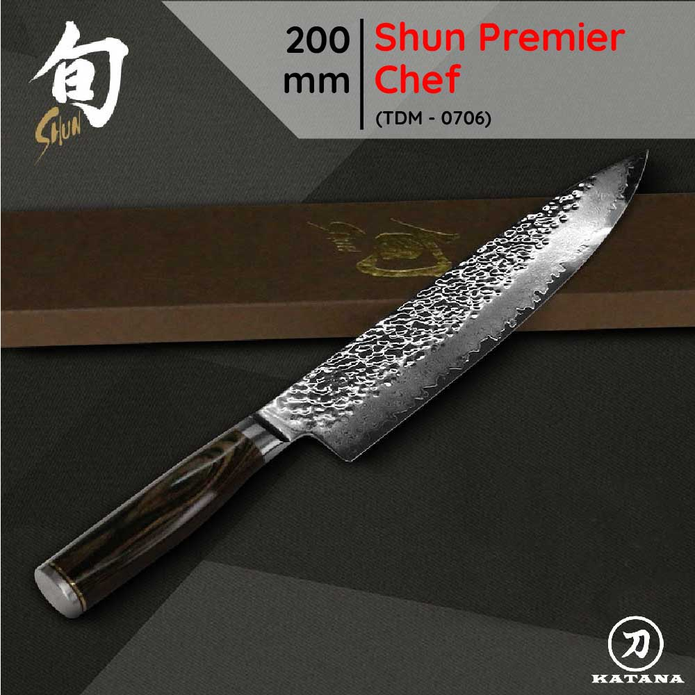 Dao bếp Nhật cao cấp Shun Premier Chef - Dao thái thịt cá thép Damascuss 69 lớp TDM0706 (200mm)