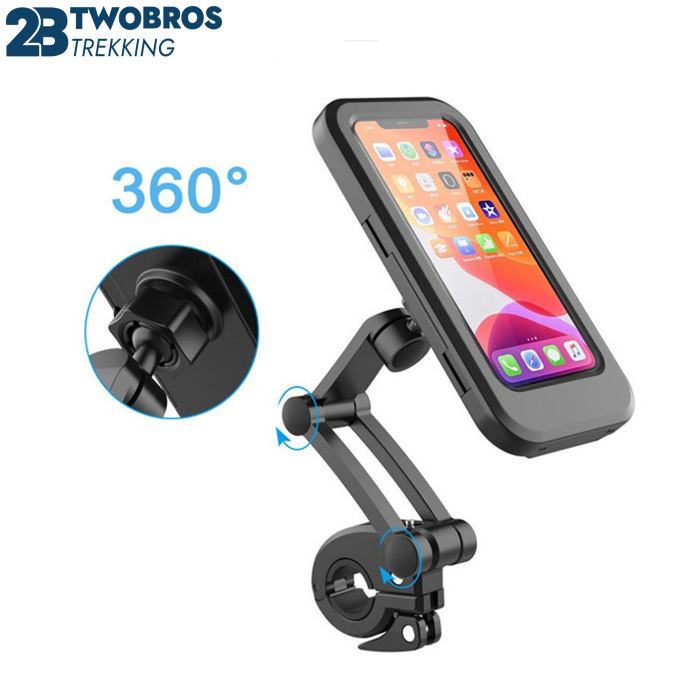 Giá Đỡ Điện Thoại Xe Máy Xe Đạp Chống Nước, Xoay 360 Độ, Kẹp Chân Gương Xe Máy