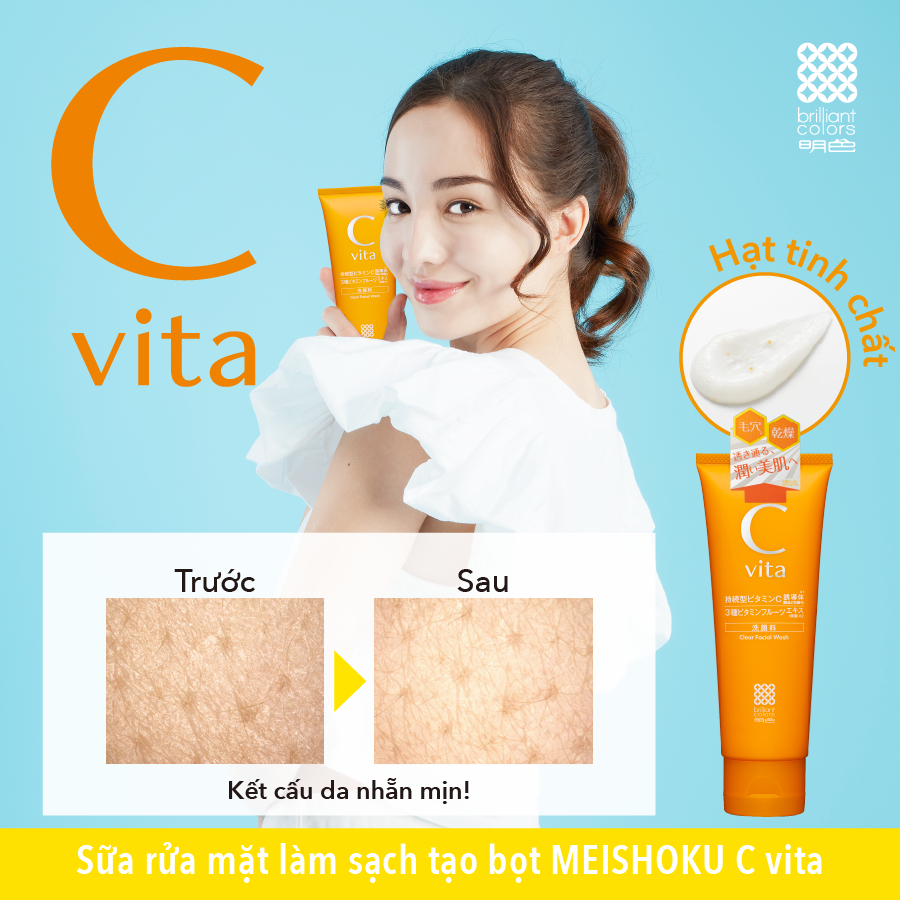 Sữa Rửa Mặt Chứa Vitamin C Làm Sáng Da Và Dưỡng Ẩm MEISHOKU CVita 100G