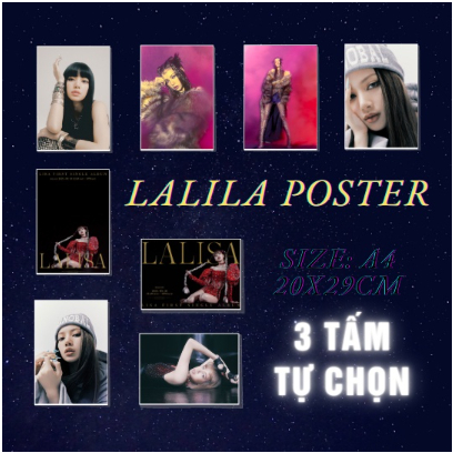 Bộ 7 tấm poster A4 Blackpink Lalisa, chất liệu giấy ảnh, dày dặn và rất đẹp, dùng để trang trí tường, event, góc học tập