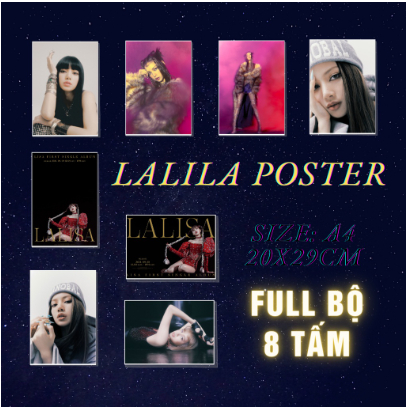 Bộ 7 tấm poster A4 Blackpink Lalisa, chất liệu giấy ảnh, dày dặn và rất đẹp, dùng để trang trí tường, event, góc học tập