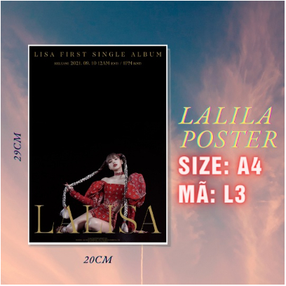 Bộ 7 tấm poster A4 Blackpink Lalisa, chất liệu giấy ảnh, dày dặn và rất đẹp, dùng để trang trí tường, event, góc học tập
