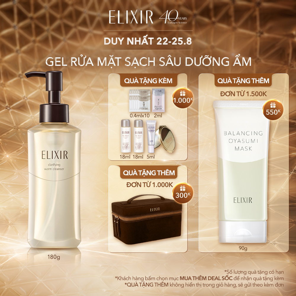 Gel rửa mặt sạch sâu, dưỡng ẩm Elixir Clarifying Warm Cleanser