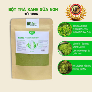 Bột trà xanh sữa non đắp mặt hữu cơ NTFARM 1kg
