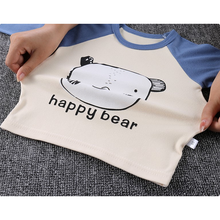 Bộ nỉ dài tay Quảng Châu cho in hình đáng yêu cho bé 1-4 tuổi