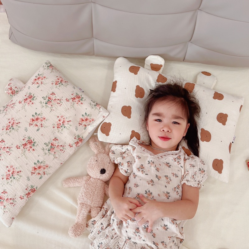 Gối chữ nhật muslin phối lưới cao cấp Vuông Tròn