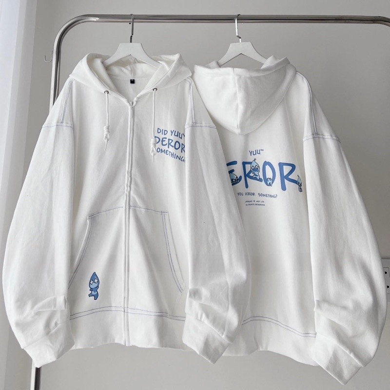 Áo Khoác Nỉ Hoodie Zip nam nữ DEROR khóa kéo nón 2 lớp form rộng unisex chất liệu vải Nỉ Bông Mềm Mịn 2 Màu - ANH KHOA